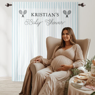 Tapiz Fondo para baby shower con tema de tenis azul eleg