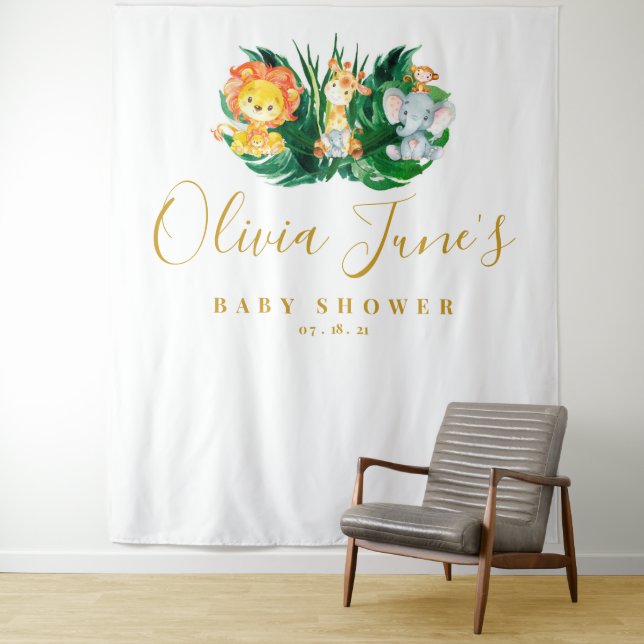 Tapiz Fondo para Baby Shower de Elefante León de la Jung (In situ)