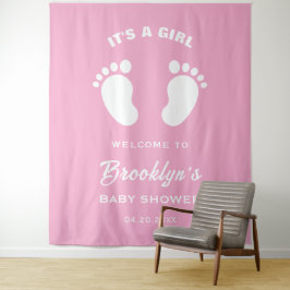 Tapiz Fondo para Baby Shower de Pies Rosados de Niña