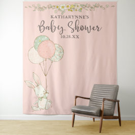 Tapiz Fondo para Baby Shower Floral Conejito Vintage Bon