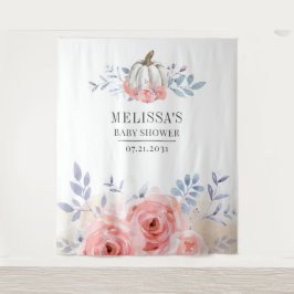 Tapiz Fondo para Baby Shower Floral de Calabaza Rosas Ro