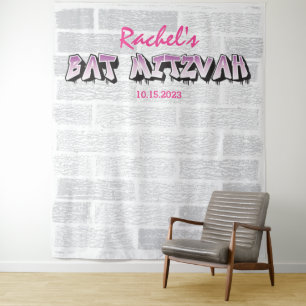 Tapiz Fondo para cabina de fotos de Bat Mitzvah con graf
