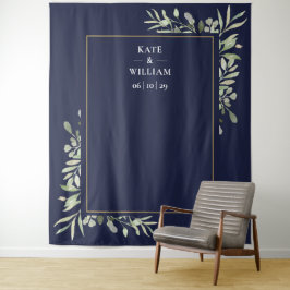 Tapiz Fondo para cabina de fotos de boda en azul marino 