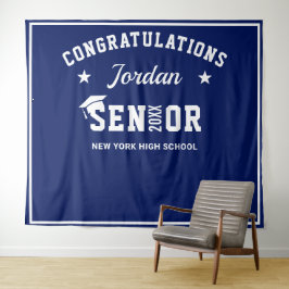 Tapiz Fondo para cabina de fotos de graduación azul blan