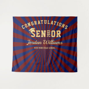 Tapiz Fondo para cabina de fotos de graduación azul dora