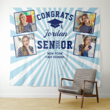 Fondo para cabina de fotos de graduación azul mari