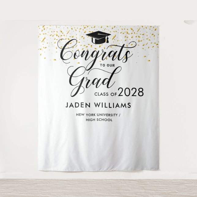 Tapiz Fondo para cabina de fotos de graduación moderna (Anverso)