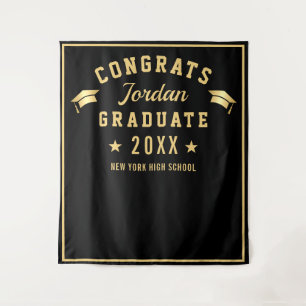 Tapiz Fondo para cabina de fotos de graduación negro dor