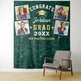 Tapiz Fondo para cabina de fotos de graduación verde mod