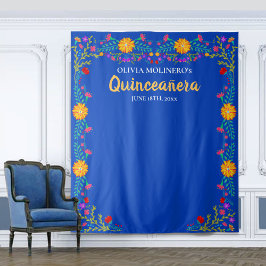 Tapiz Fondo para cabina de fotos de Quinceañera azul rea