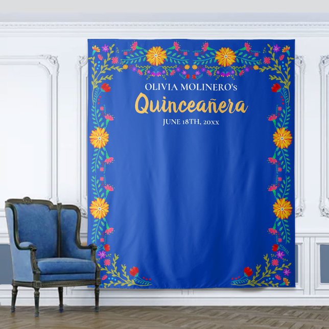 Tapiz Fondo para cabina de fotos de Quinceañera en azul  (Subido por el creador)