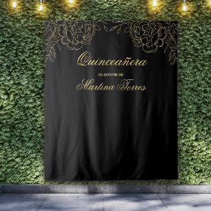 Tapiz Fondo para cabina de fotos de Quinceañera en negro