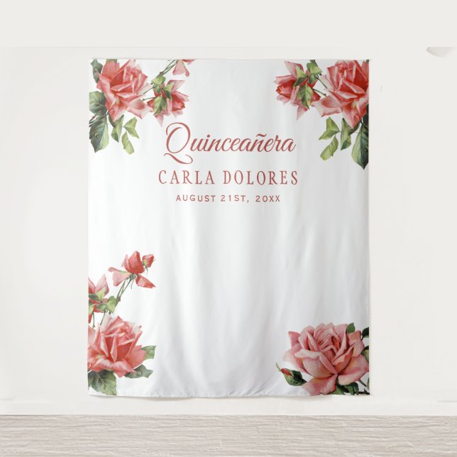 Tapiz Fondo para cabina fotográfica de rosas rosadas par (Anverso)
