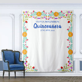 Tapiz Fondo para cabina fotográfica floral Quinceañera a