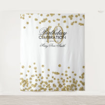 Fondo para Cumpleaños 40 Gold White Confetti