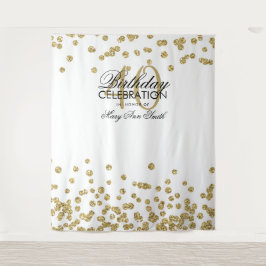 Tapiz Fondo para Cumpleaños 40 Gold White Confetti