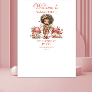 Tapiz Fondo para Cumpleaños 4 de Hada Sonrojada Adorable