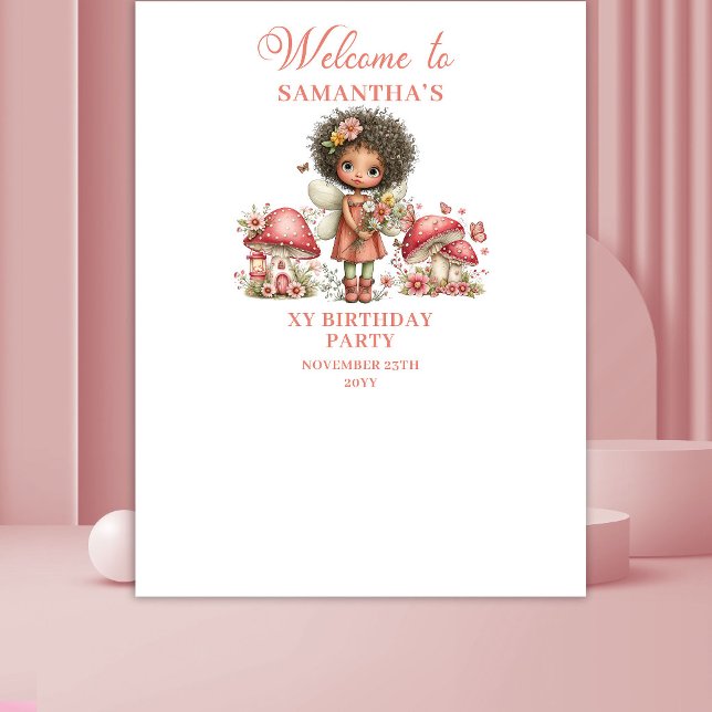 Tapiz Fondo para Cumpleaños 4 de Hada Sonrojada Adorable (Cute Blush Fairy 4th Birthday Backdrop)
