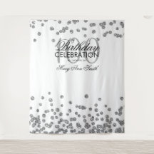 Fondo para Cumpleaños Número 100 Plateado y Blanco