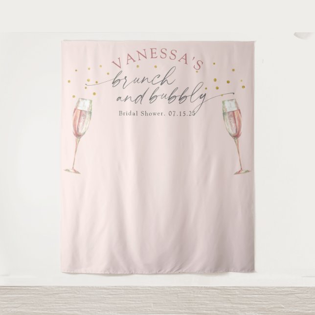 Tapiz Fondo para despedida de soltera con champán rosado (Anverso)