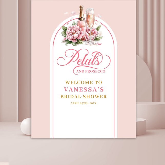 Tapiz Fondo para despedida de soltera con pétalos de mod (Trendy petals and prosecco bridal shower backdrop)