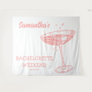 Tapiz Fondo para despedida de soltera retro cóctel rosa