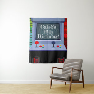 Tapiz Fondo para Fiesta de Cumpleaños de Videojuegos Ret