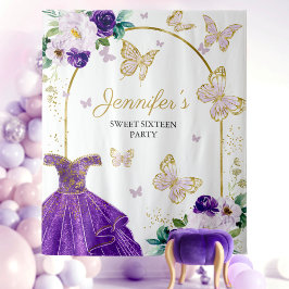 Tapiz Fondo para Fiesta de Dulces 16 - Vestido Floral de