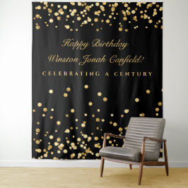 Tapiz Fondo para fotomatón de cumpleaños número 100 negr