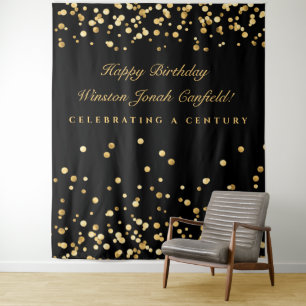 Tapiz Fondo para fotomatón de cumpleaños número 100 negr