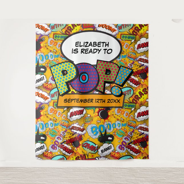 Tapiz Fondo para Fotomatón de Fiesta de Revelación con T (Anverso)