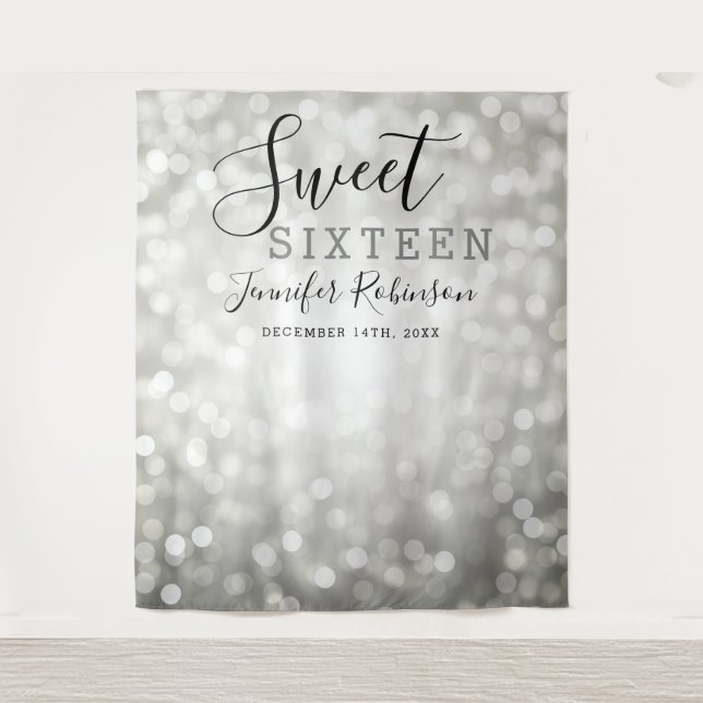 Tapiz Fondo para Fotos Cumpleaños 16 Años Luces Brillant (Anverso)