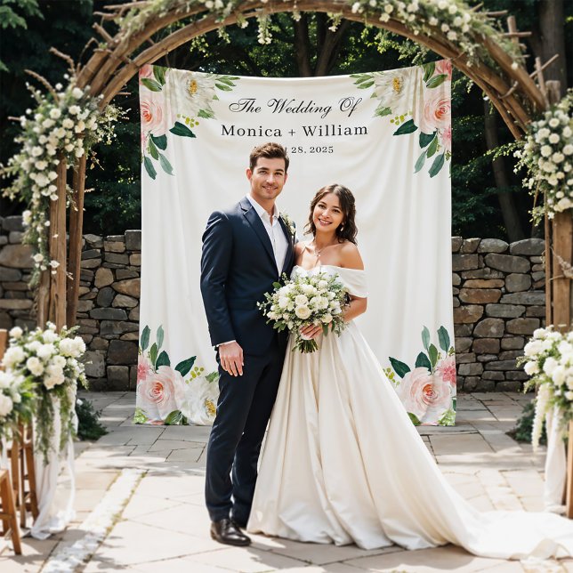 Tapiz Fondo para Fotos de Boda Floral Rosa Sonrojado (Subido por el creador)