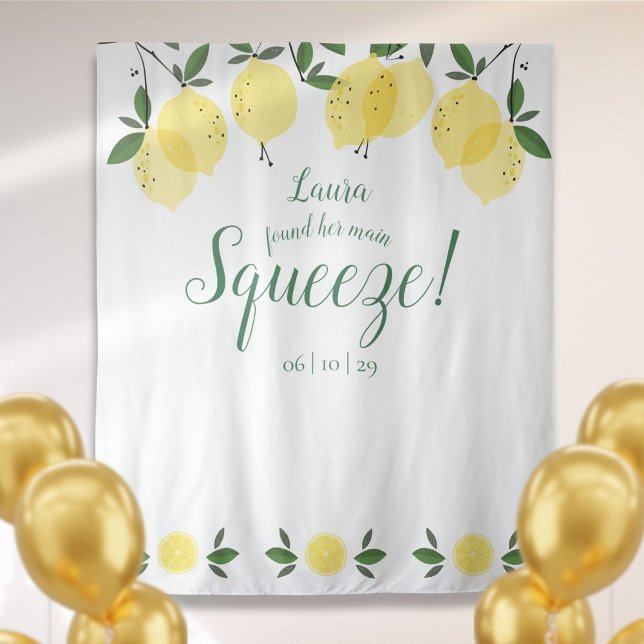 Tapiz Fondo para fotos de despedida de soltera Main Sque (Main Squeeze Lemons Bridal Shower Photo Backdrop)