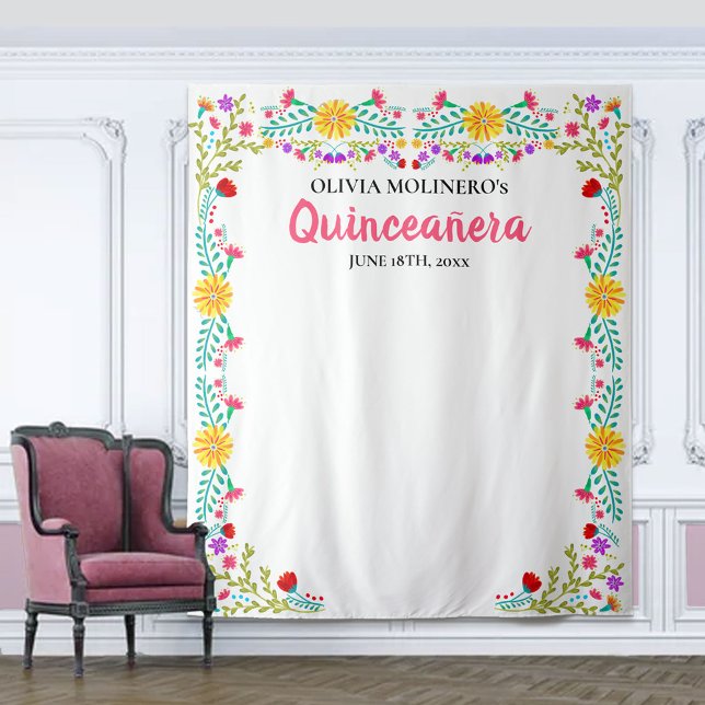 Tapiz Fondo para fotos de fiesta de Quinceañera con flor (Subido por el creador)