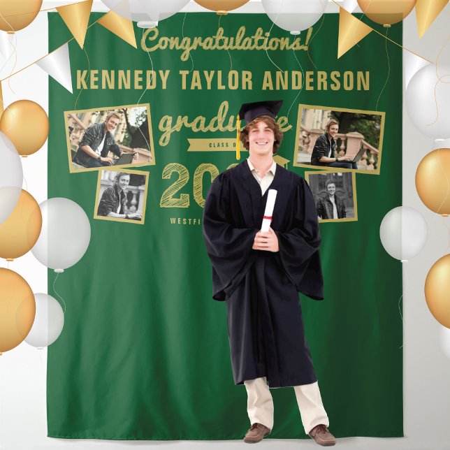 Tapiz Fondo para fotos de graduación de 2024 Graduado Es (2024 Gold Sketch Graduation Party 4 Photo Backdrop by fat*fa*tin @ www.zazzle.com/color_therapy)