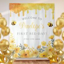 Fondo para fotos del primer cumpleaños Bee Day