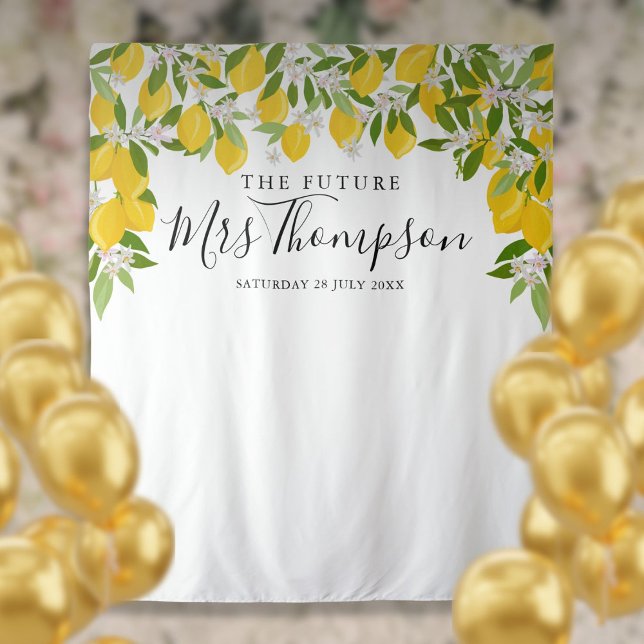 Tapiz Fondo para Fotos para Despedida de Soltera de Futu (Future Mrs Lemons Bridal Shower Photo Backdrop)