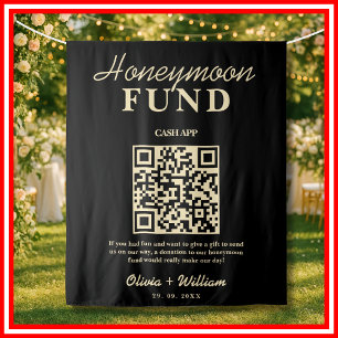 Tapiz Fondo para luna de miel negro QR Mantequilla Amari