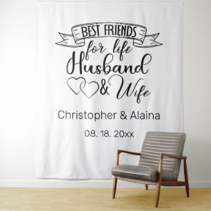 Tapiz Fondo personalizable con cita de boda