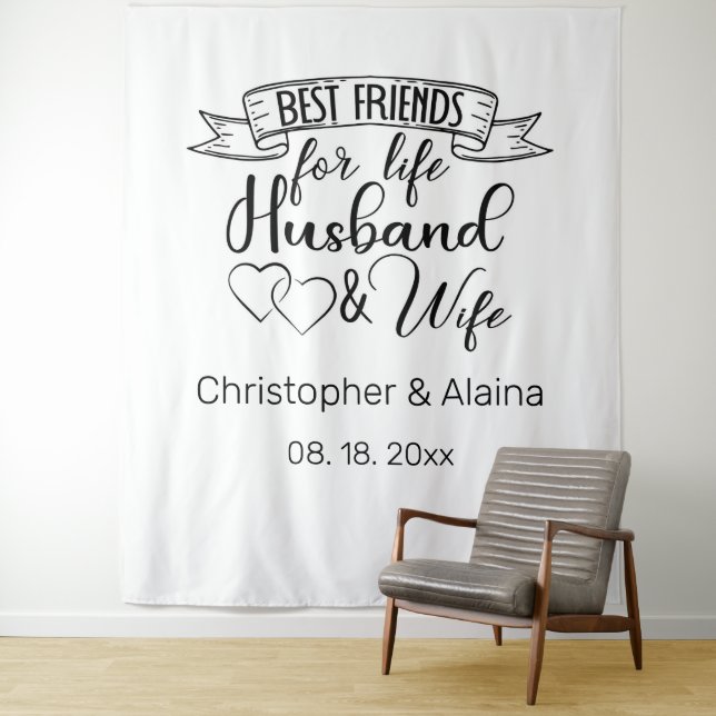 Tapiz Fondo personalizable con cita de boda (In situ)