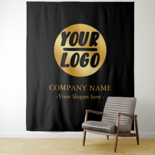 Tapiz Fondo personalizado con logotipo dorado de la empr