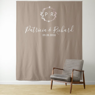 Tapiz Fondo personalizado con monograma para boda