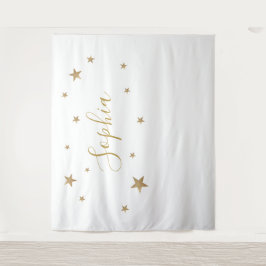 Tapiz Fondo personalizado con nombre y estrellas doradas