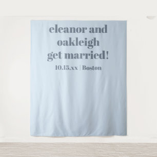 Tapiz Fondo personalizado de boda azul moderno para foto