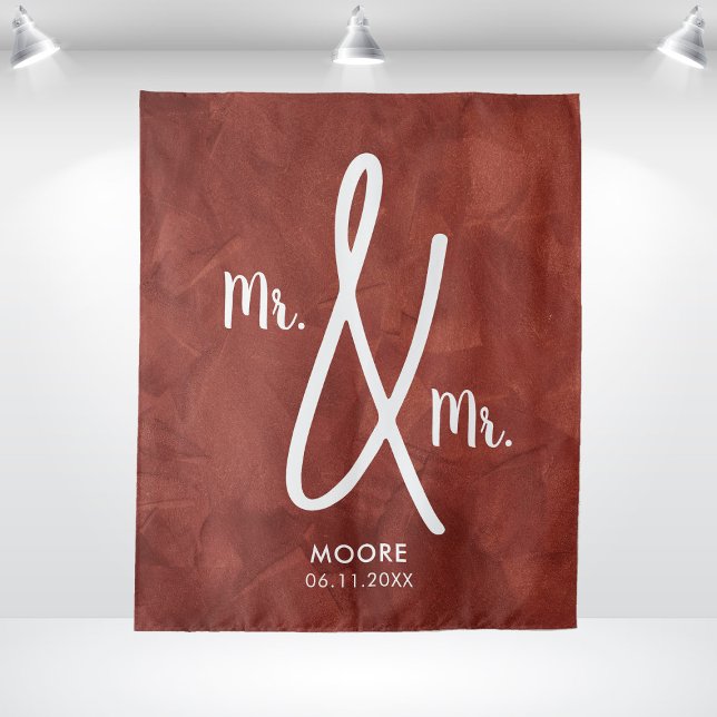 Tapiz Fondo personalizado de boda gay para Sr y Sr Boho (Custom Mr and Mr Boho Backdrop Gay Wedding
)