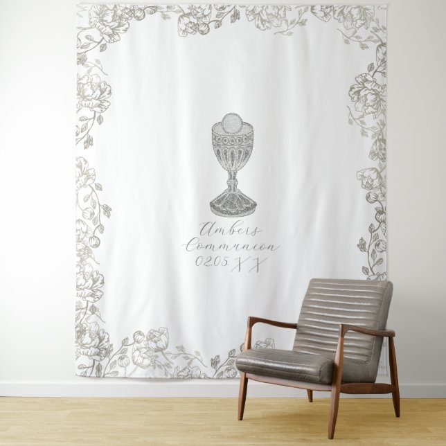 Tapiz Fondo Personalizado de cáliz de Silver Communion (In situ)