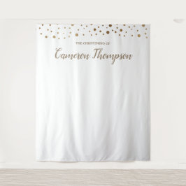 Tapiz Fondo personalizado de confeti dorado para bautizo