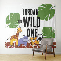 Fondo personalizado de cumpleaños Safari WILD ONE