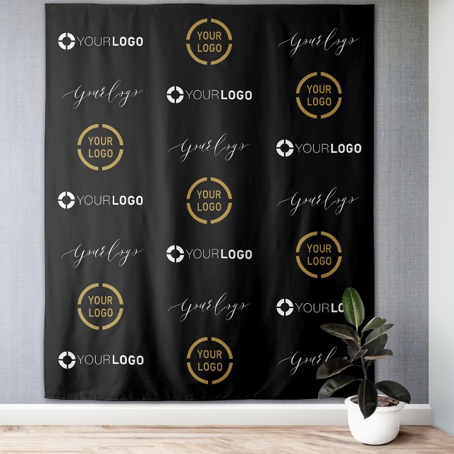 Tapiz Fondo personalizado de evento con logotipo repetid (Custom Step & Repeat Three Logo Event Backdrop)